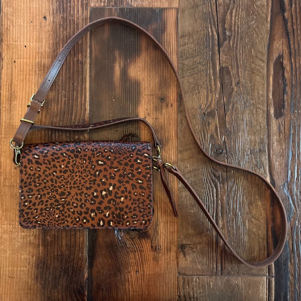 NWT Madewell "The Flap Convertible Crossbody Bag" - Painted Leopard Calf Hair